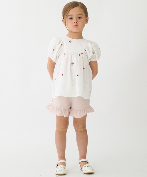 petit main(プティマイン)の「【リンク】いちごパフチュニック(シャツ/ブラウス・キッズ・ブラック/アイボリー/ブルー・130cm/80cm/110cm/120cm/90cm/100cm)」の6枚目の写真