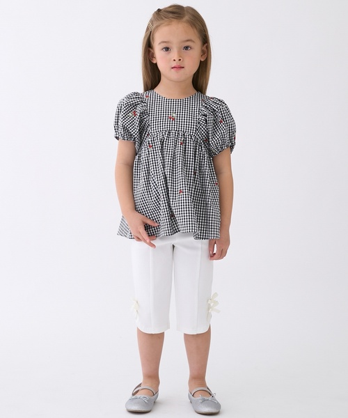 petit main(プティマイン)の「【リンク】いちごパフチュニック(シャツ/ブラウス・キッズ・ブラック/アイボリー/ブルー・130cm/80cm/110cm/120cm/90cm/100cm)」の8枚目の写真