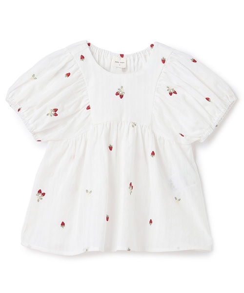 petit main(プティマイン)の「【リンク】いちごパフチュニック(シャツ/ブラウス・キッズ・ブラック/アイボリー/ブルー・130cm/80cm/110cm/120cm/90cm/100cm)」の9枚目の写真