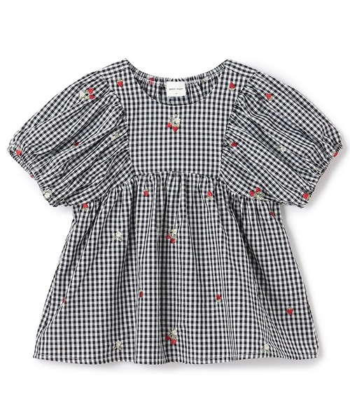 petit main(プティマイン)の「【リンク】いちごパフチュニック(シャツ/ブラウス・キッズ・ブラック/アイボリー/ブルー・130cm/80cm/110cm/120cm/90cm/100cm)」の10枚目の写真