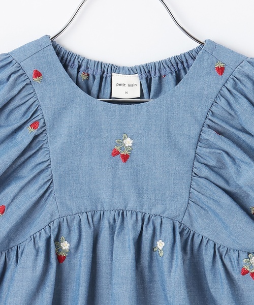 petit main(プティマイン)の「【リンク】いちごパフチュニック(シャツ/ブラウス・キッズ・ブラック/アイボリー/ブルー・130cm/80cm/110cm/120cm/90cm/100cm)」の12枚目の写真