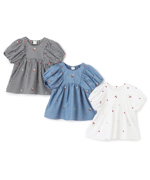 petit main(プティマイン)の「【リンク】いちごパフチュニック(シャツ/ブラウス・キッズ・ブラック/アイボリー/ブルー・130cm/80cm/110cm/120cm/90cm/100cm)」の16枚目の写真