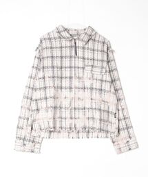 【ADAMPATEK/アダムパテック】short length bleached check zipup shirt/ショート丈ZIPチェックシャツ