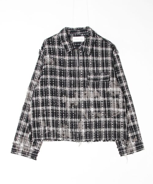 ADAM PATEK（アダムパテック）の「【ADAMPATEK/アダムパテック】short length bleached check zipup shirt/ショート丈ZIPチェックシャツ（シャツ/ブラウス・レディース・ブラック/ホワイト・2/1）」の15枚目の写真