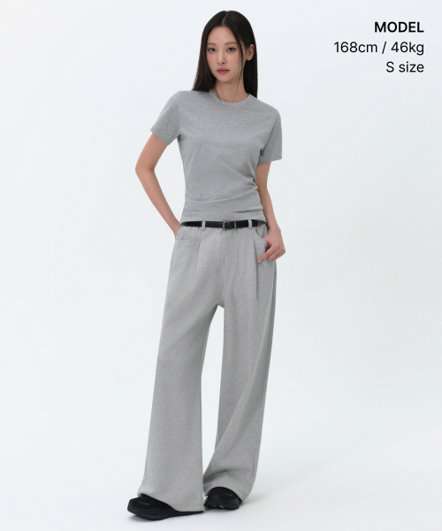 MUSINSA STANDARD WOMAN（ムシンサスタンダードウーマン）の「ウィメンズプレーンクルネックTシャツ[ミディアムグレー]（Tシャツ/カットソー・レディース・その他・X-SMALL/MEDIUM/LARGE/SMALL）」の2枚目の写真