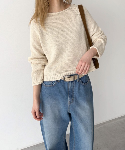 CANAL JEAN(キャナルジーン)の「El mar ラグラン袖ロールアップニット(ニット/セーター・レディース・ブラック/ベージュ・ONE SIZE)」の2枚目の写真