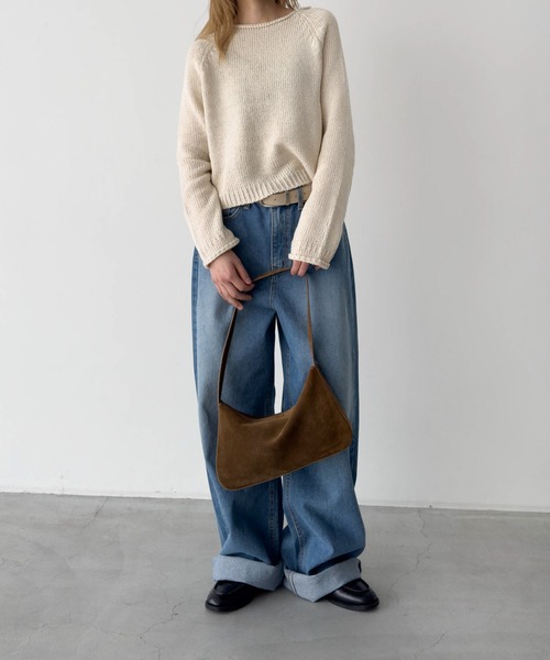 CANAL JEAN(キャナルジーン)の「El mar ラグラン袖ロールアップニット(ニット/セーター・レディース・ブラック/ベージュ・ONE SIZE)」の5枚目の写真