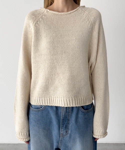CANAL JEAN(キャナルジーン)の「El mar ラグラン袖ロールアップニット(ニット/セーター・レディース・ブラック/ベージュ・ONE SIZE)」の9枚目の写真