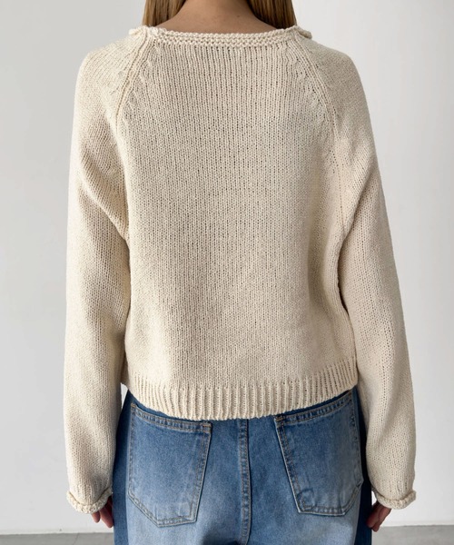 CANAL JEAN(キャナルジーン)の「El mar ラグラン袖ロールアップニット(ニット/セーター・レディース・ブラック/ベージュ・ONE SIZE)」の11枚目の写真