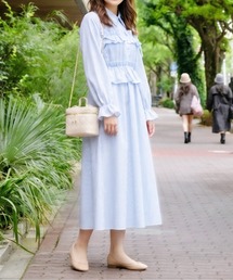 FUN（ファン）の「フリルシャツワンピース（シャツワンピース）」