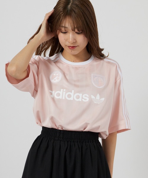 adidas（アディダス）の「adidas/アディダス SSLジャージ ユニフォーム風 ゲームシャツ サッカーTシャツ スポーティー 2026年春夏（Tシャツ/カットソー・メンズ・ホワイト/ブラック/ライトピンク・S/M/L/XL）」の2枚目の写真