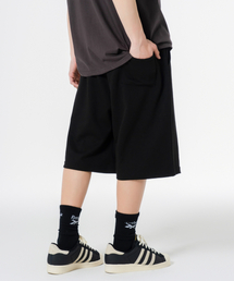 ダブルコットンワイドワンタックトレーニングショートパンツブラック