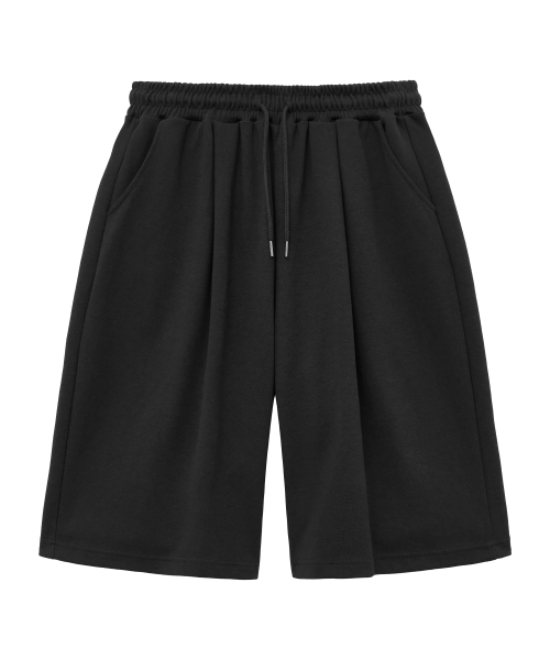 MOZMOZ(モズモズ)の「ダブルコットンワイドワンタックトレーニングショートパンツブラック(その他パンツ・レディース・その他・1/2/3)」の2枚目の写真