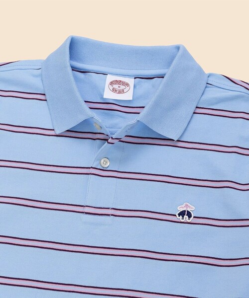 BROOKS BROTHERS(ブルックスブラザーズ)の「コットン ストレッチピケ GFロゴワッペン ストライプ ポロシャツ Original Fit(ポロシャツ・メンズ・ネイビー/ブルー/ホワイト・LARGE/MEDIUM/SMALL/X-LARGE/X-SMALL)」の5枚目の写真
