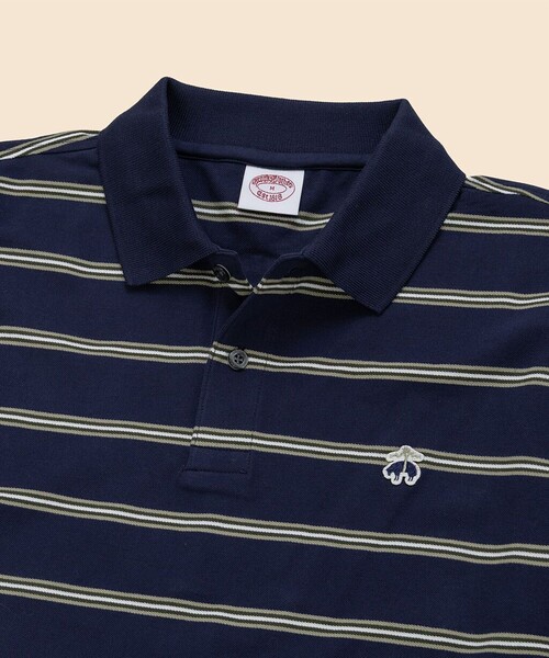 BROOKS BROTHERS(ブルックスブラザーズ)の「コットン ストレッチピケ GFロゴワッペン ストライプ ポロシャツ Original Fit(ポロシャツ・メンズ・ネイビー/ブルー/ホワイト・LARGE/MEDIUM/SMALL/X-LARGE/X-SMALL)」の6枚目の写真