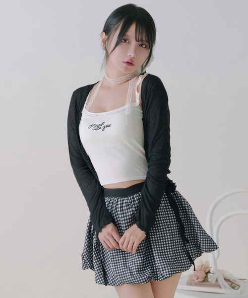 DearMyLoveRose(ディアマイラブローズ)の「ロゴ刺繍入りカップインキャミソール(キャミソール・レディース・ホワイト/ブラック/ベージュ/ライトブルー・FREE)」の5枚目の写真