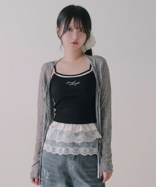 DearMyLoveRose(ディアマイラブローズ)の「ロゴ刺繍入りカップインキャミソール(キャミソール・レディース・ホワイト/ブラック/ベージュ/ライトブルー・FREE)」の12枚目の写真