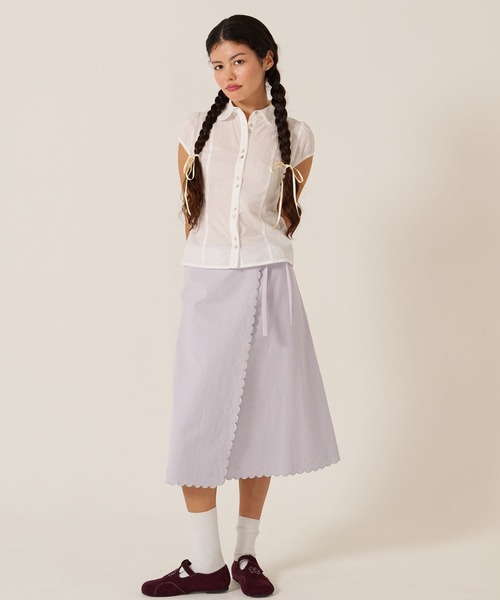 TINA:JOJUN(ティーナジョジュン)の「ラメ スカラップ ラップスカート TINA:JOJUN(スカート・レディース・パープル/アイボリー・M)」の9枚目の写真
