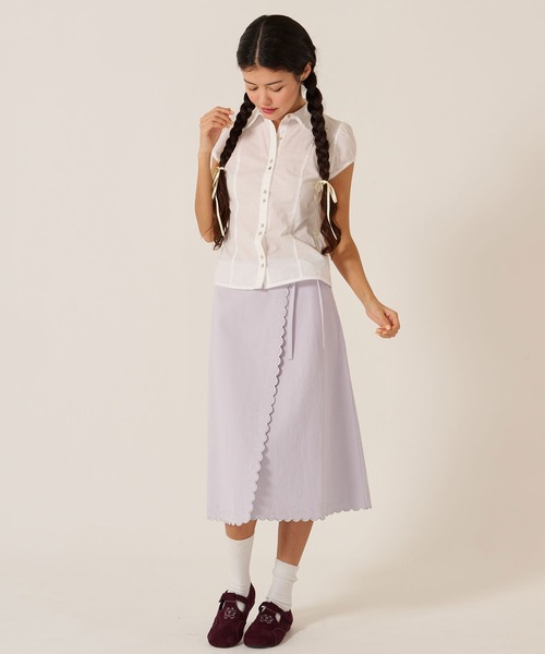 TINA:JOJUN(ティーナジョジュン)の「ラメ スカラップ ラップスカート TINA:JOJUN(スカート・レディース・パープル/アイボリー・M)」の11枚目の写真