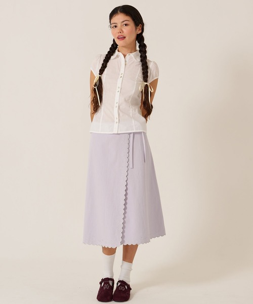 TINA:JOJUN(ティーナジョジュン)の「ラメ スカラップ ラップスカート TINA:JOJUN(スカート・レディース・パープル/アイボリー・M)」の12枚目の写真