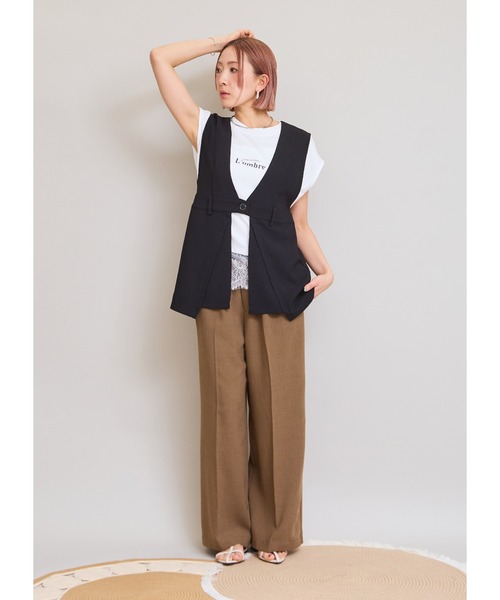 LHELBIE(レルビエ)の「ラップデザインジレ(ベスト・レディース・ブラウン/グレイッシュベージュ/ブラック・M)」の22枚目の写真