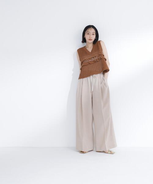 NATURAL BEAUTY BASIC(ナチュラルビューティーベーシック)の「麻調ワイドパンツ(その他パンツ・レディース・ブラウン/ベージュ・P/S/MEDIUM)」の4枚目の写真