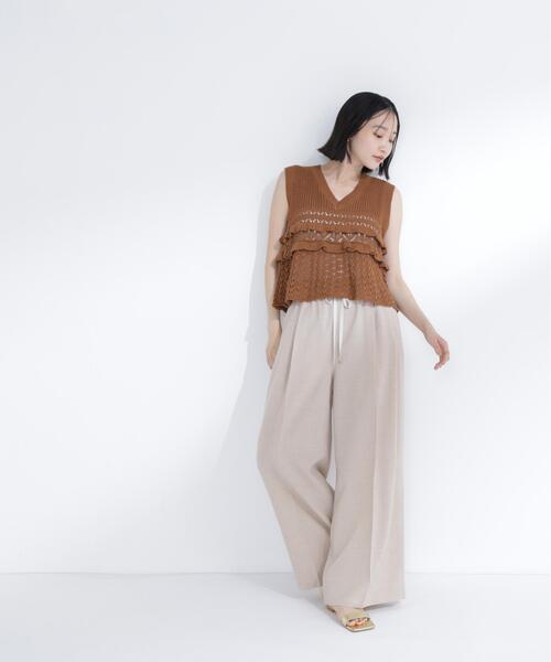 NATURAL BEAUTY BASIC(ナチュラルビューティーベーシック)の「麻調ワイドパンツ(その他パンツ・レディース・ブラウン/ベージュ・P/S/MEDIUM)」の6枚目の写真