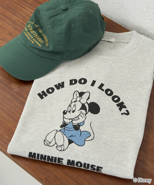 FREAK'S STORE（フリークスストア）の「限定展開　別注/Mickey＆Minnie/ミッキーマウス＆ミニーマウス/ワッフルプリント半袖Tシャツ（Tシャツ/カットソー・レディース・ライトグレー/チャコール/ブラック/オフホワイト/ナチュラル/グレー・ﾌﾘ-）」の4枚目の写真