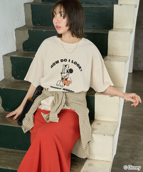 FREAK'S STORE（フリークスストア）の「限定展開　別注/Mickey＆Minnie/ミッキーマウス＆ミニーマウス/ワッフルプリント半袖Tシャツ（Tシャツ/カットソー・レディース・ライトグレー/チャコール/ブラック/オフホワイト/ナチュラル/グレー・ﾌﾘ-）」の12枚目の写真