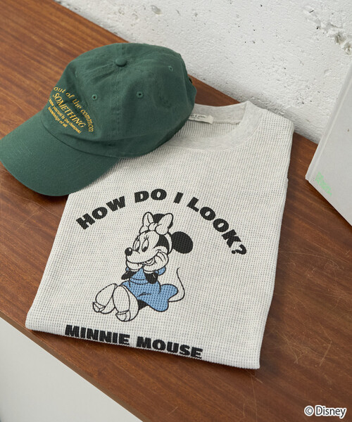 FREAK'S STORE（フリークスストア）の「限定展開　別注/Mickey＆Minnie/ミッキーマウス＆ミニーマウス/ワッフルプリント半袖Tシャツ（Tシャツ/カットソー・レディース・ライトグレー/チャコール/ブラック/オフホワイト/ナチュラル/グレー・ﾌﾘ-）」の15枚目の写真