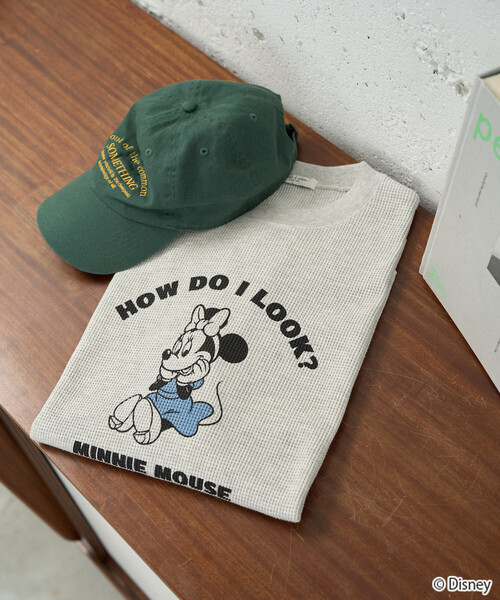 FREAK'S STORE（フリークスストア）の「限定展開　別注/Mickey＆Minnie/ミッキーマウス＆ミニーマウス/ワッフルプリント半袖Tシャツ（Tシャツ/カットソー・レディース・ライトグレー/チャコール/ブラック/オフホワイト/ナチュラル/グレー・ﾌﾘ-）」の16枚目の写真