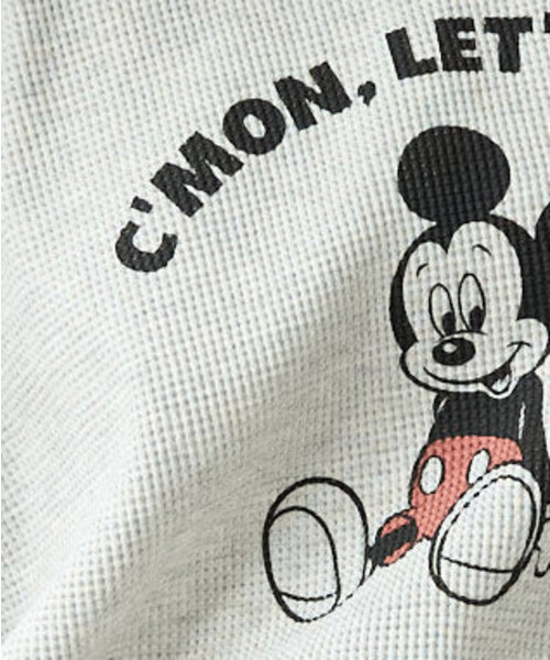 FREAK'S STORE（フリークスストア）の「限定展開　別注/Mickey＆Minnie/ミッキーマウス＆ミニーマウス/ワッフルプリント半袖Tシャツ（Tシャツ/カットソー・レディース・ライトグレー/チャコール/ブラック/オフホワイト/ナチュラル/グレー・ﾌﾘ-）」の22枚目の写真