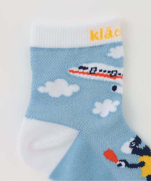 kladskap(クレードスコープ)の「飛行機と恐竜ショートソックス(ソックス/靴下・キッズ・黄緑系/サックスブルー・M(16-18cm)/S(13-15cm)/11-13cm/L(18-20cm))」の4枚目の写真