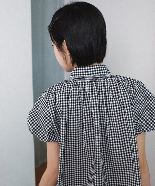 COTTON BELL（コットンベル）の「スモークバルーンブラウス - ブラックチェック（シャツ/ブラウス・レディース・その他・FREE）」の9枚目の写真