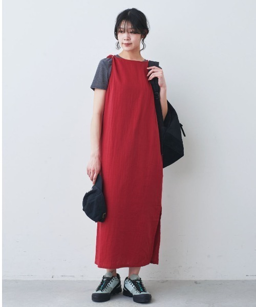 mensha!（メンシャ）の「ＭＥＫＥＡＲＩＳＡ×ｍｅｎｓｈａ！　ガーゼでドレスアップ！　サイドスリットＩラインワンピース（ワンピース・レディース・レッド/モカ・LL/L/3L/M/MP）」の13枚目の写真