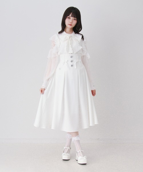 DearMyLove(ディアマイラブ)の「レースボウタイフリルパールブラウス(シャツ/ブラウス・レディース・ホワイト/ブラック・3L/LARGE/MEDIUM)」の4枚目の写真
