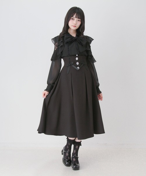 DearMyLove(ディアマイラブ)の「レースボウタイフリルパールブラウス(シャツ/ブラウス・レディース・ホワイト/ブラック・3L/LARGE/MEDIUM)」の9枚目の写真