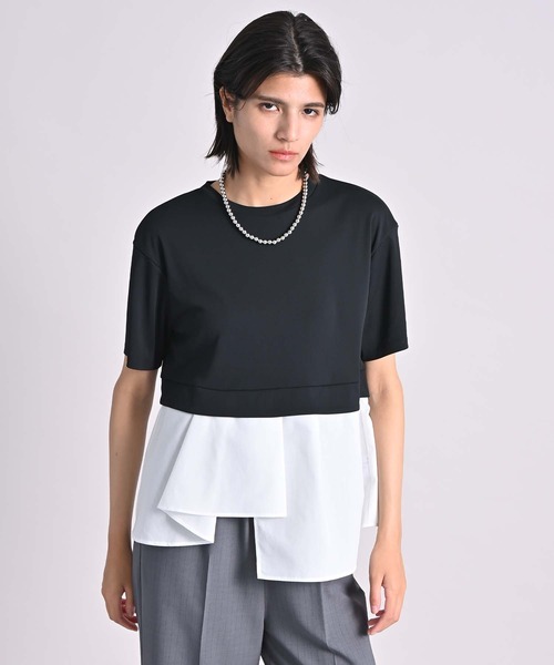RAW FUDGE（ローファッジ）の「プラチナムフィールスムース×高密度綿レーヤードプルオーバー（Tシャツ/カットソー・レディース・オフホワイト/ブラック・M）」の11枚目の写真