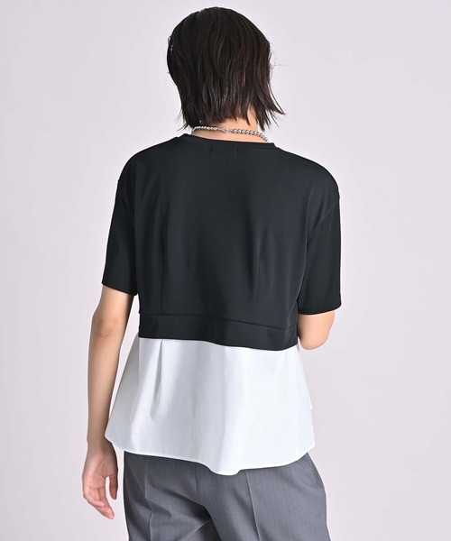 RAW FUDGE（ローファッジ）の「プラチナムフィールスムース×高密度綿レーヤードプルオーバー（Tシャツ/カットソー・レディース・オフホワイト/ブラック・M）」の13枚目の写真