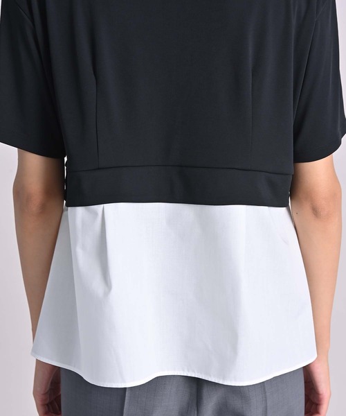 RAW FUDGE（ローファッジ）の「プラチナムフィールスムース×高密度綿レーヤードプルオーバー（Tシャツ/カットソー・レディース・オフホワイト/ブラック・M）」の18枚目の写真