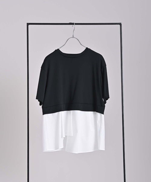 RAW FUDGE（ローファッジ）の「プラチナムフィールスムース×高密度綿レーヤードプルオーバー（Tシャツ/カットソー・レディース・オフホワイト/ブラック・M）」の20枚目の写真