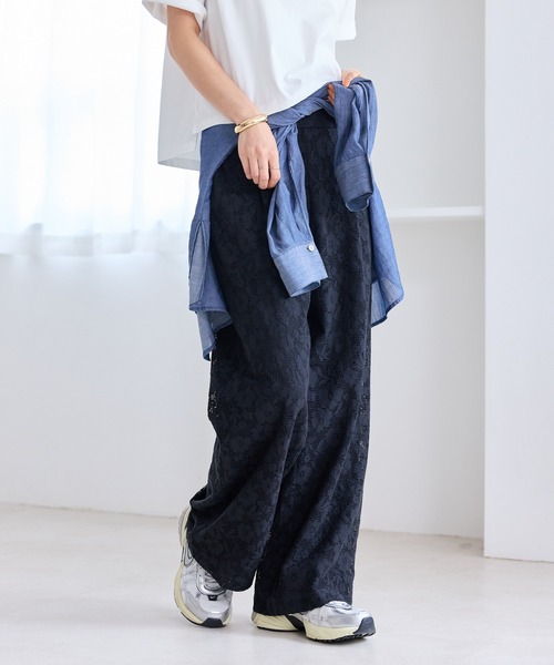 VIS(ビス)の「レースワイドパンツ(その他パンツ・レディース・ホワイト/ブラック・FREE)」の1枚目の写真