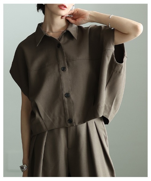 Sawa a la mode(サワアラモード)の「コクーンシルエットショートシャツ(シャツ/ブラウス・レディース・ブラック/ブラウン・FREE)」の5枚目の写真