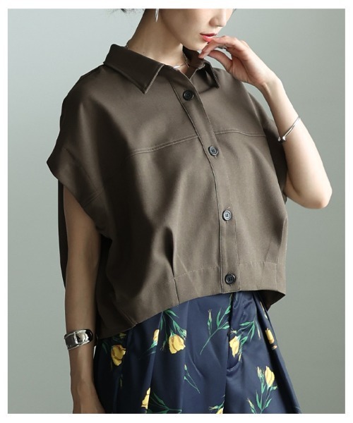 Sawa a la mode(サワアラモード)の「コクーンシルエットショートシャツ(シャツ/ブラウス・レディース・ブラック/ブラウン・FREE)」の11枚目の写真