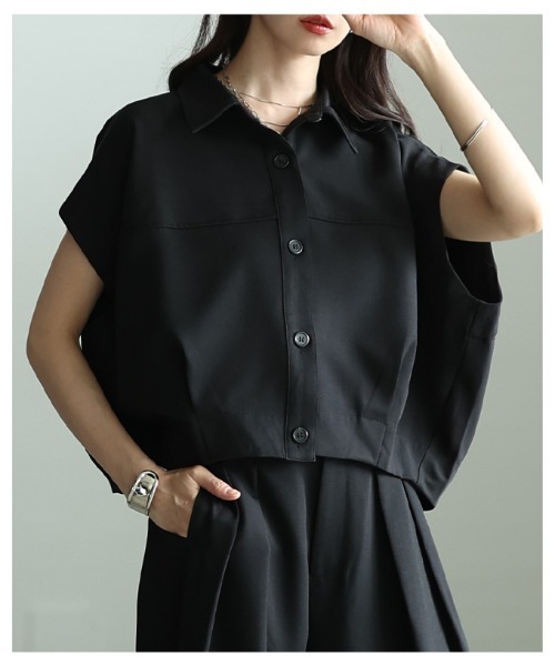 Sawa a la mode(サワアラモード)の「コクーンシルエットショートシャツ(シャツ/ブラウス・レディース・ブラック/ブラウン・FREE)」の15枚目の写真