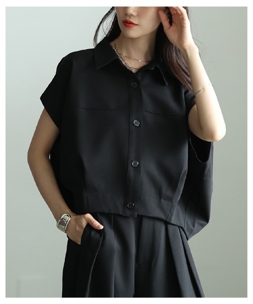 Sawa a la mode(サワアラモード)の「コクーンシルエットショートシャツ(シャツ/ブラウス・レディース・ブラック/ブラウン・FREE)」の21枚目の写真