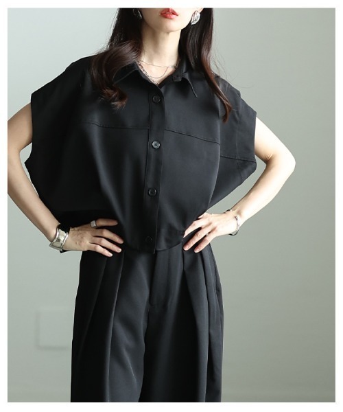 Sawa a la mode(サワアラモード)の「コクーンシルエットショートシャツ(シャツ/ブラウス・レディース・ブラック/ブラウン・FREE)」の22枚目の写真