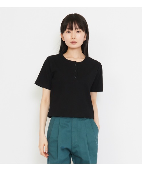 Dickies(ディッキーズ)の「Dickies/ディッキーズ ヘンリーネックTシャツ(Tシャツ/カットソー・レディース・ブラック/ヘザーグレー・LARGE/MEDIUM)」の2枚目の写真