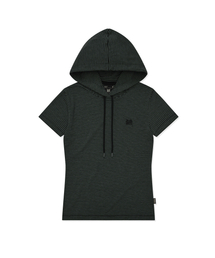 W TAG STRIPE SHORT SLEEVE HOODIE - GREEN