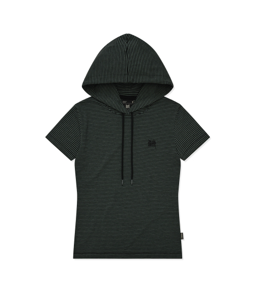 W TAG Stripe Short Sleeve Hoodie — зелёное худи с коротким рукавом и полоской